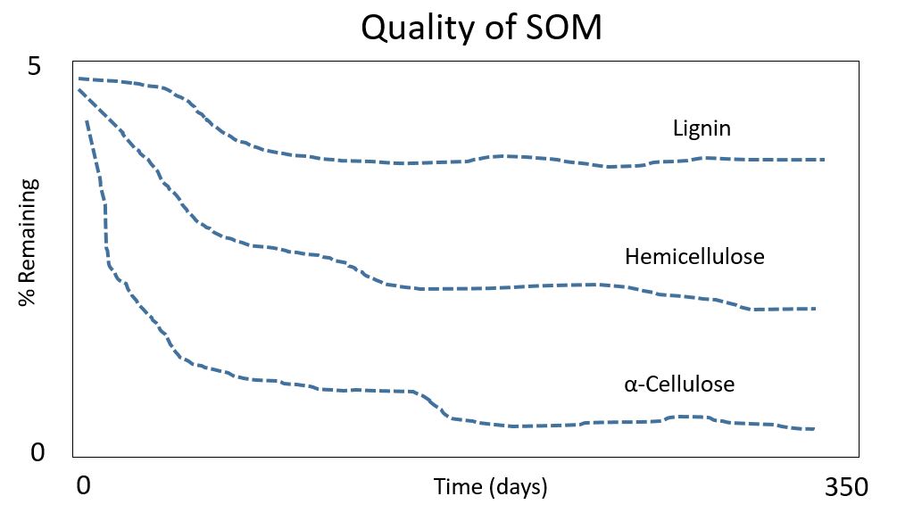 Impact of substrate type on decomposition rates. (adapted from Reddy and DeLaune, 2008; Moran et al., 1989)