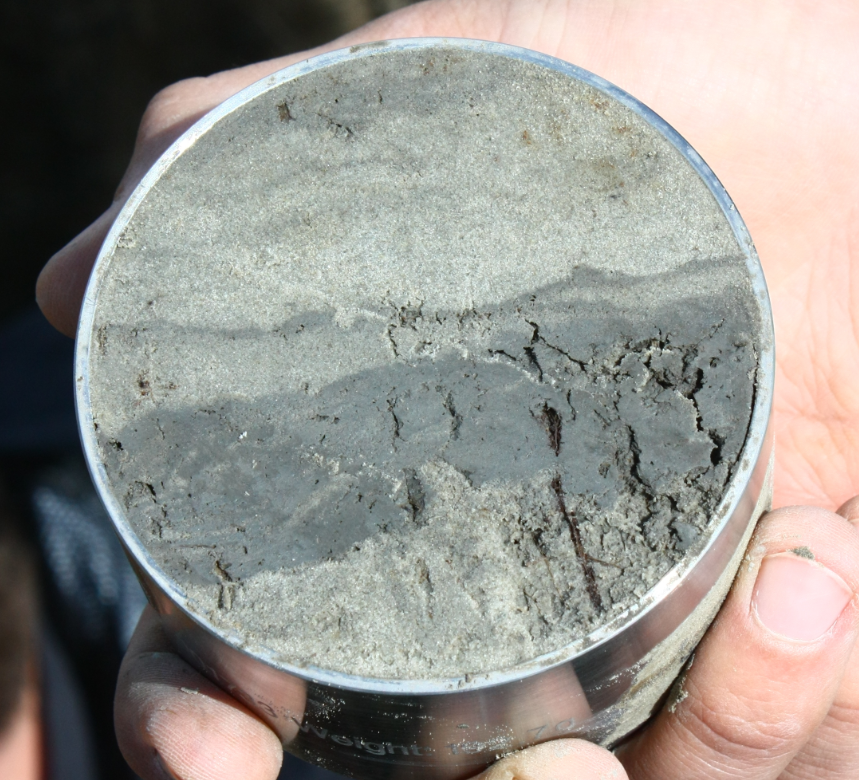 Steel cylinder taken from the depth where the Pt electrodes were placed